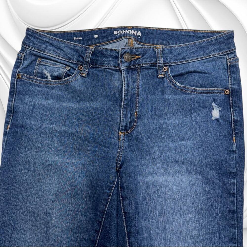 SONOMA Women’s 8R Skinny Distressed TEACHER Blue Jeans